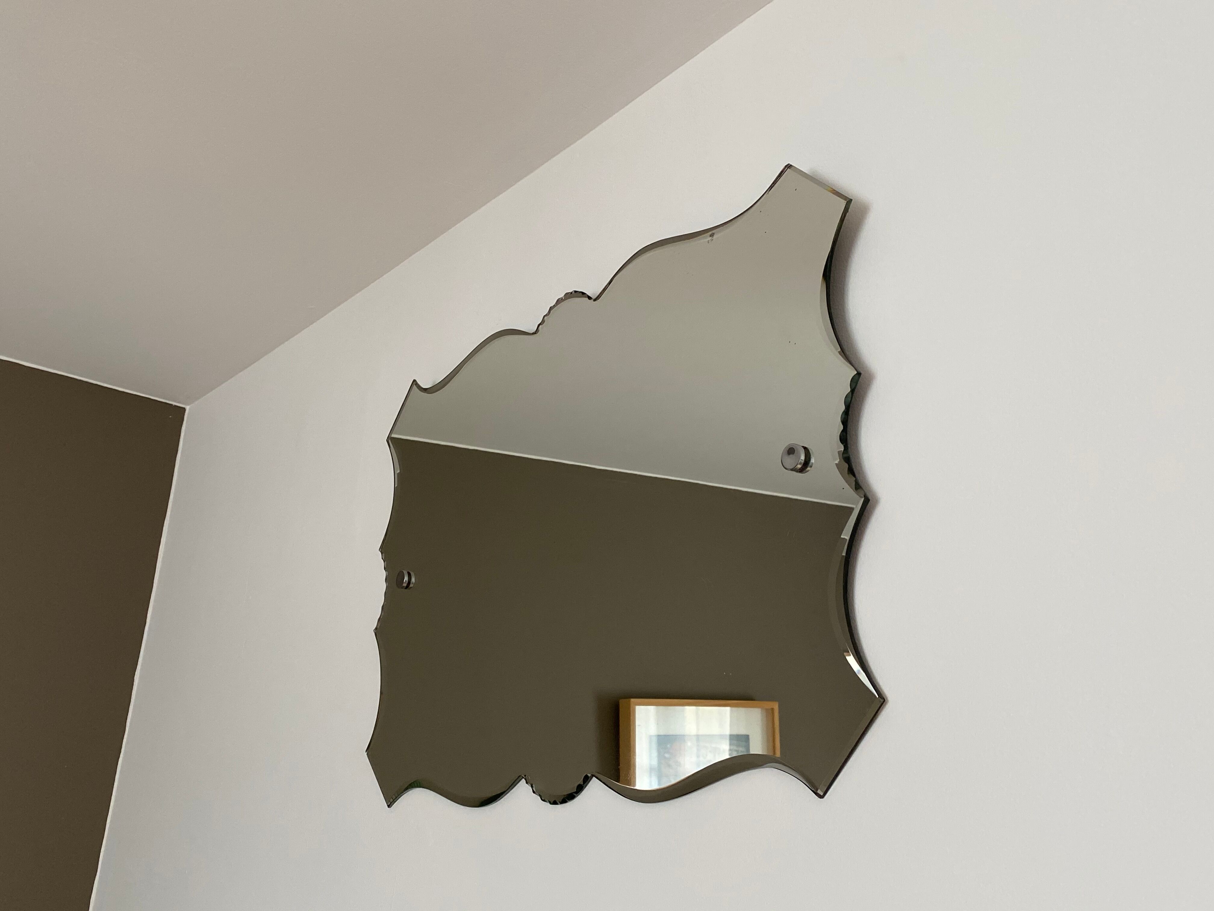 Miroir de barbier art déco 1930 glace biseauté 72x48cm