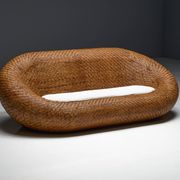 Canapé en osier tressé, style milieu du XXe siècle, France, années 1970