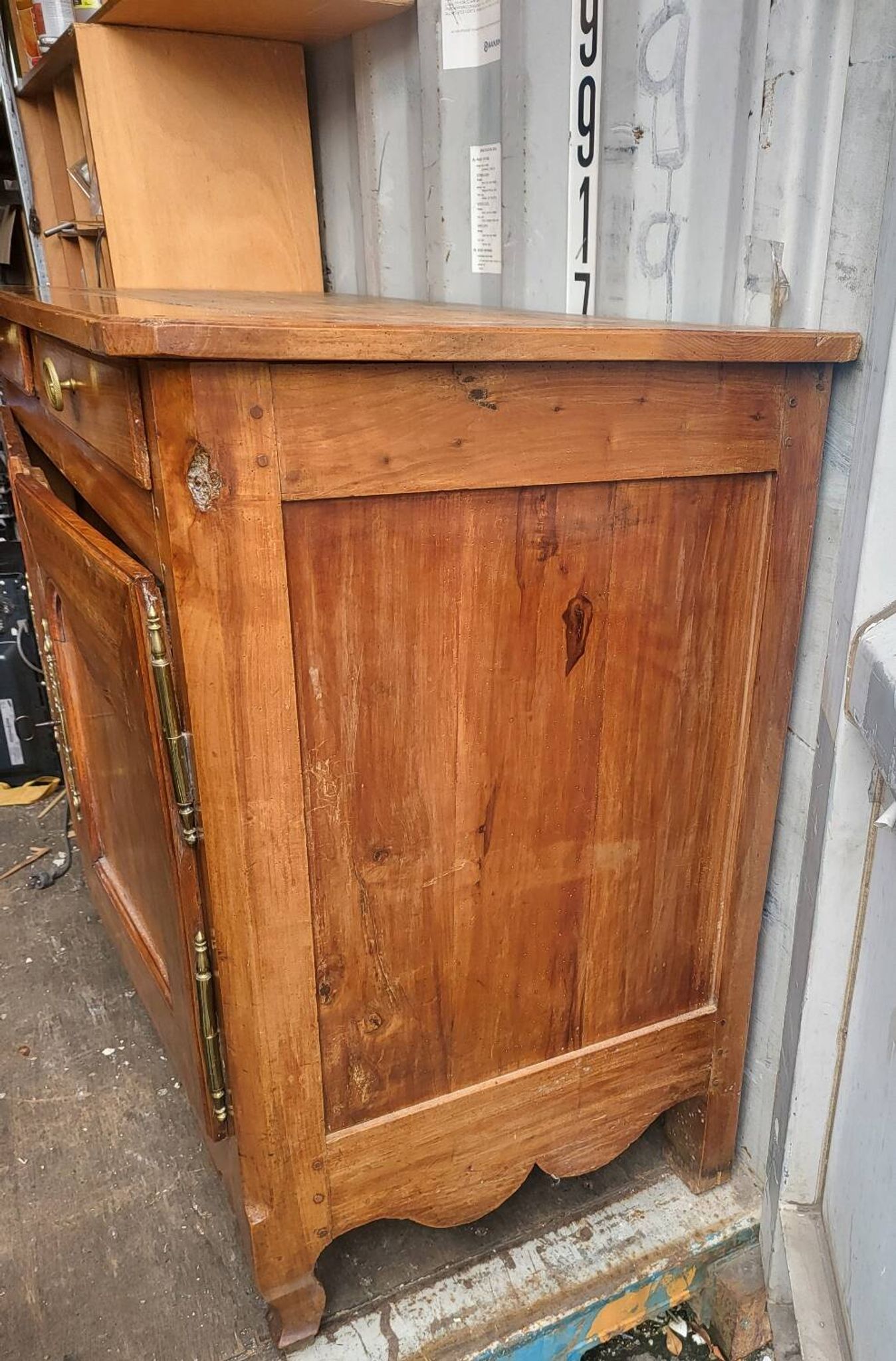 Antique solid wood buffet – marquetry and curved legs – 19th century