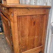 Antique solid wood buffet – marquetry and curved legs – 19th century