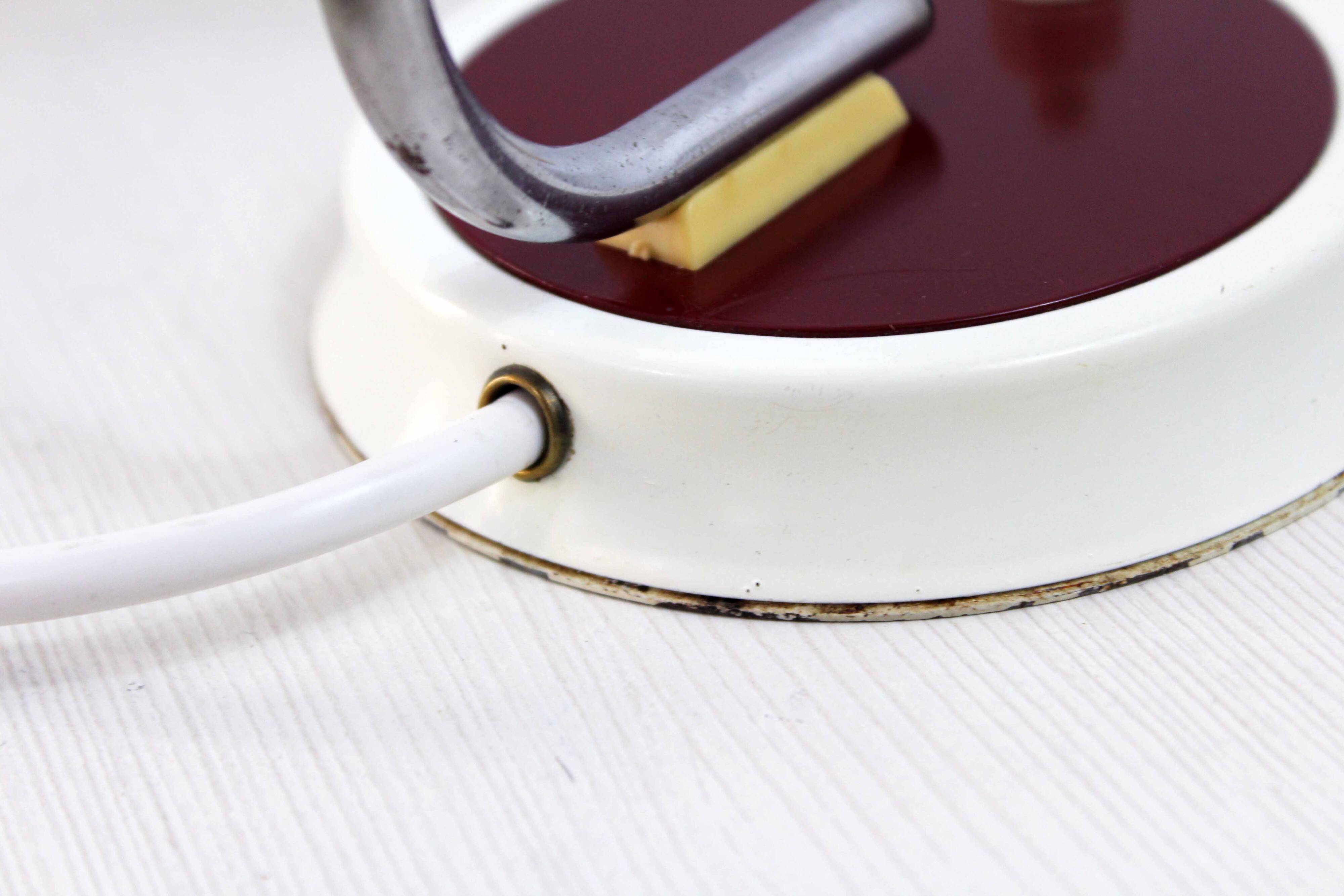 Pair of grape glass and metal bedside lamps