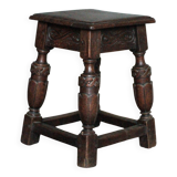 Antique wooden stool in Elizabethan English style, occasional stool