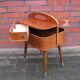 Mid century sewing box with / side table. asystent teak 1960/70s
