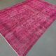 Turkish rug pink 300x200 cm, vintage overdyed tribal wool carpet large 2511