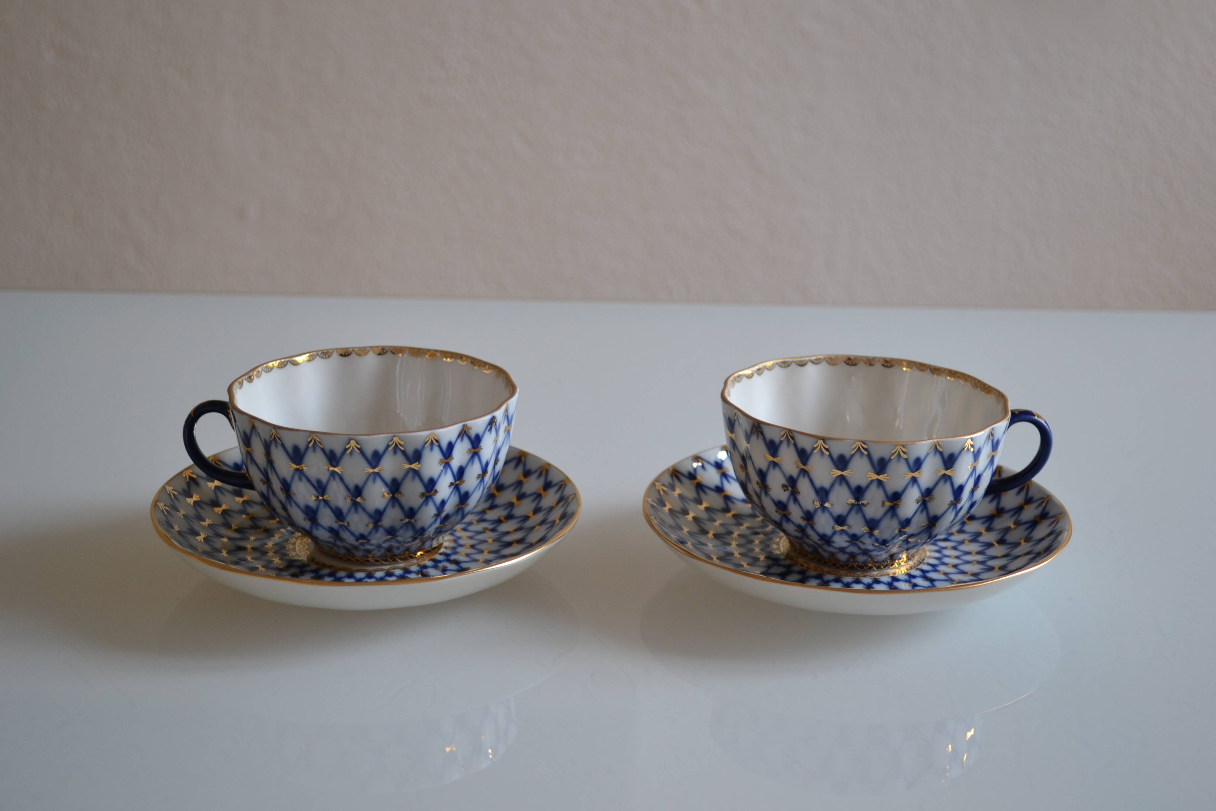 2 Russian Lemonosov porcelain tea cups