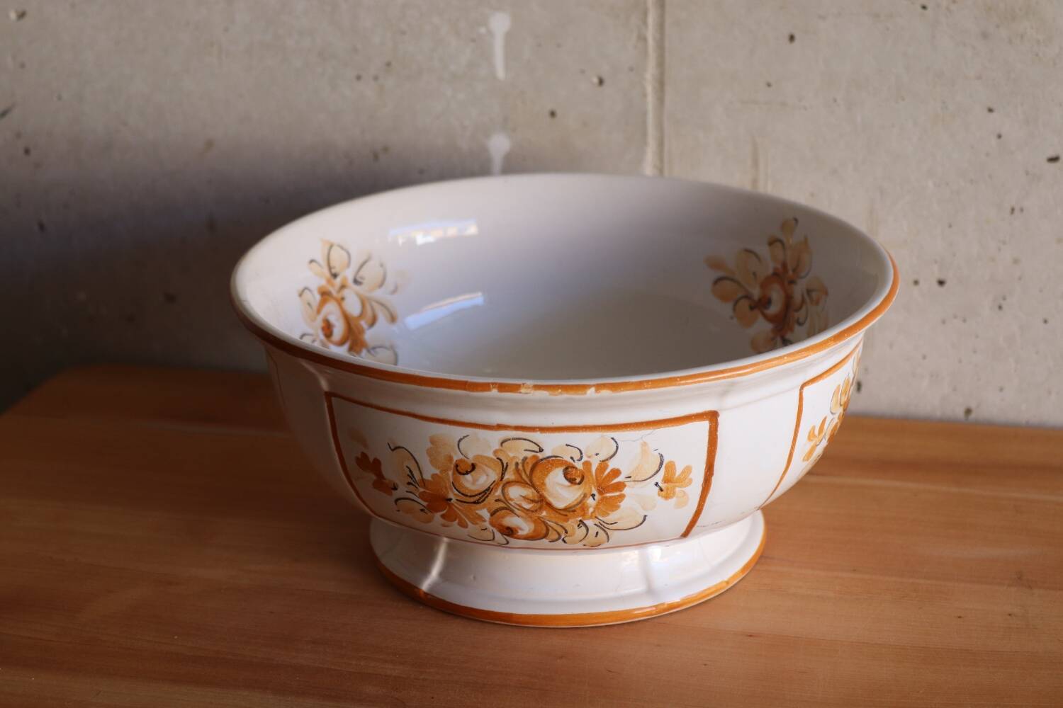 Old earthenware salad bowl