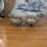 Indian Kutch 800 Silver Open Salt Cellar Pair of 800 Silver Salt Cellars