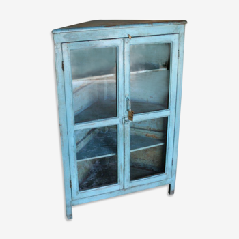 Buffet  d'angle bleu turquoise vieux teck