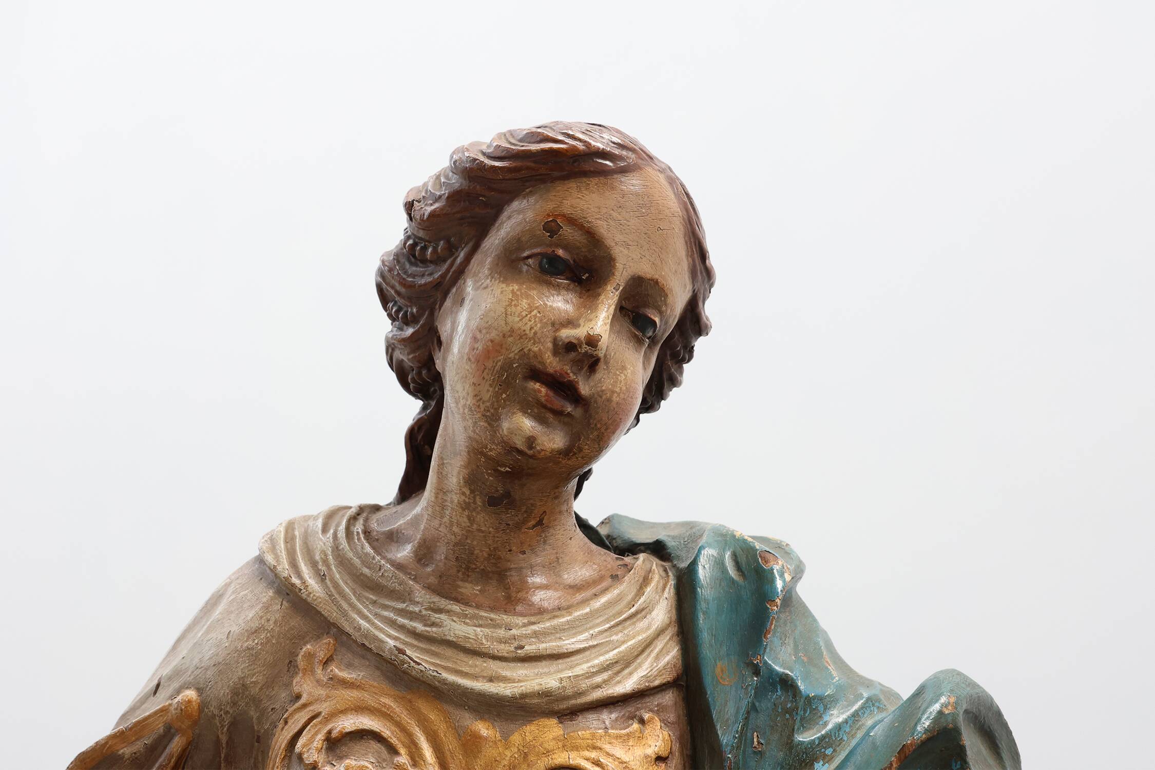 French 18th Century Religious Statue of the Virgin Mary on a cloud
