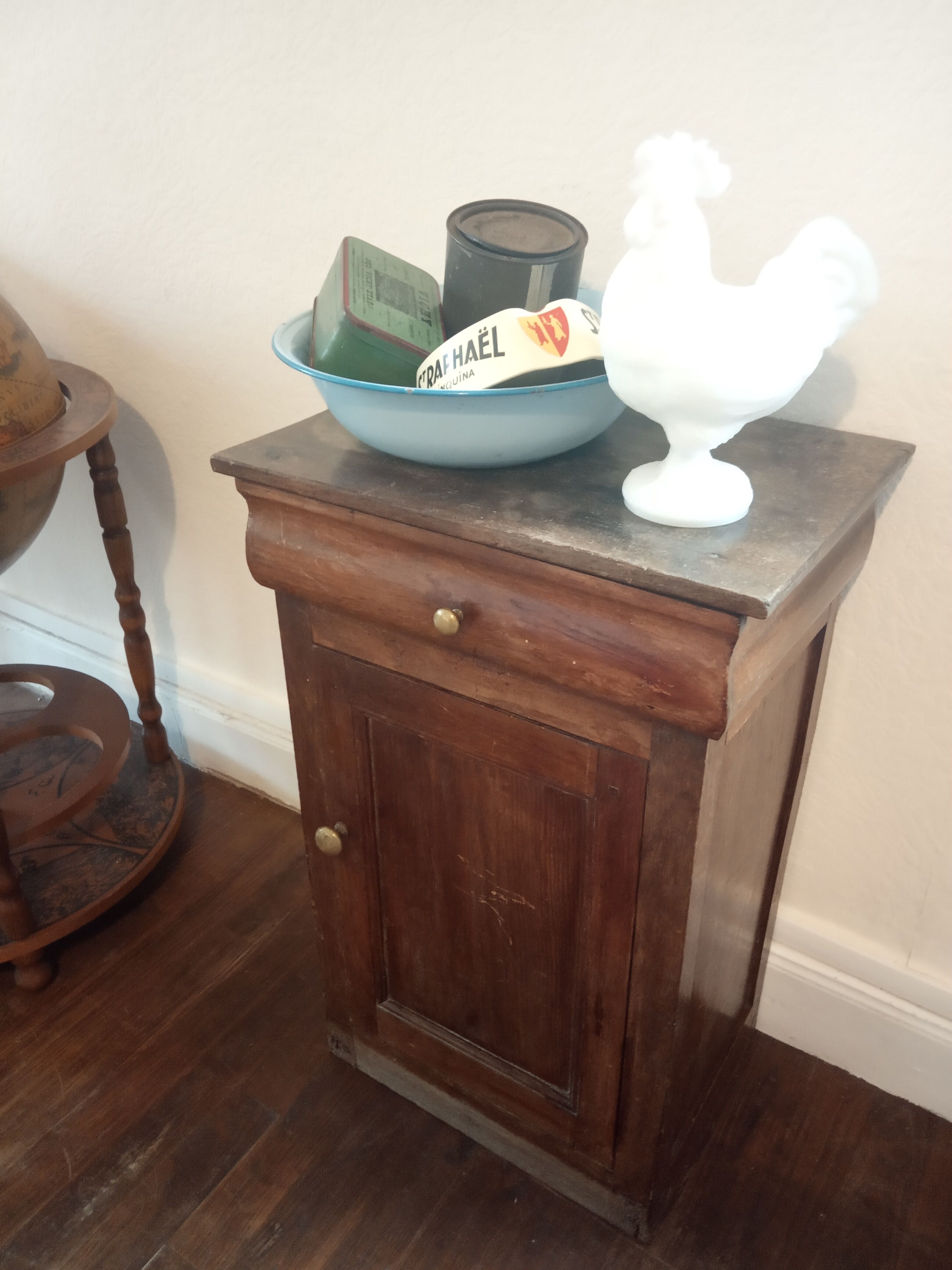 Wood and brass bedside