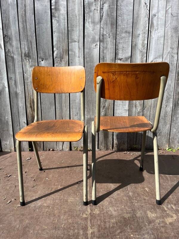 Vintage military chair Tubax in wood and metal, 1960s