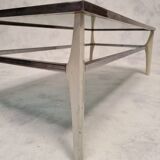 Italian coffee table metal & smoked glass ca 1970