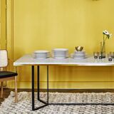 Light wood caning chair black leather armrests