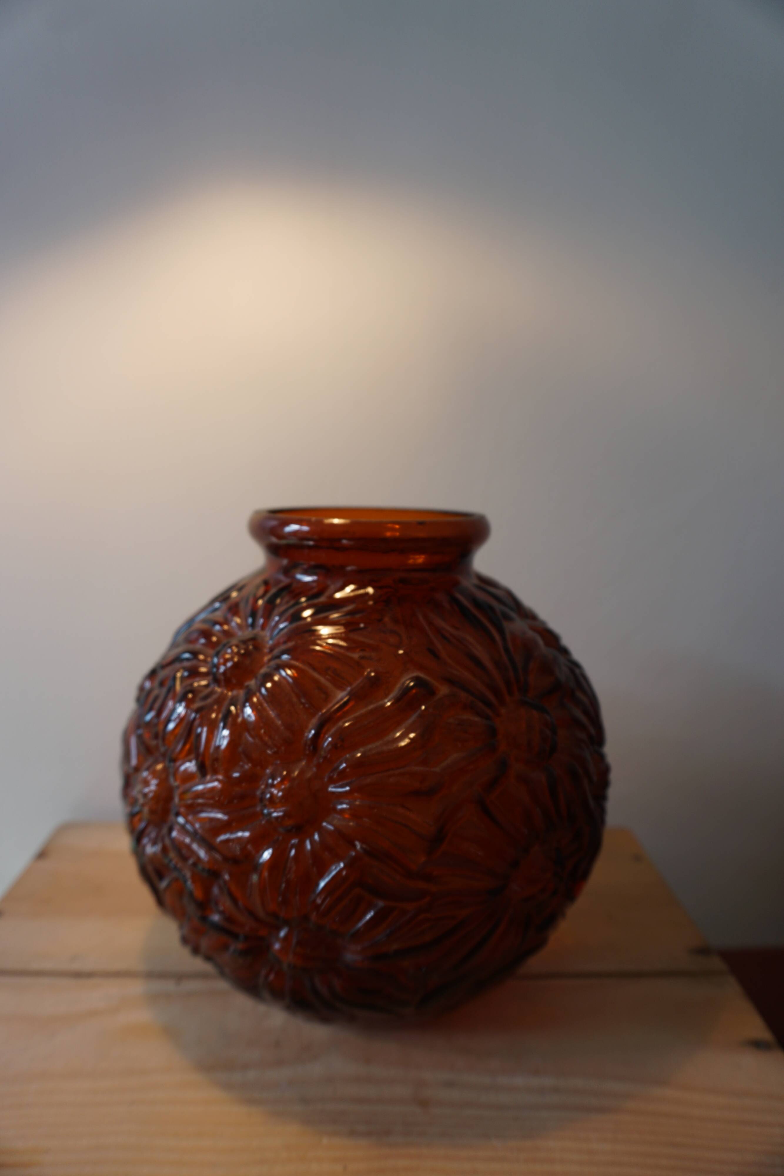 Art Deco pressed glass ball vase