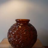 Art Deco pressed glass ball vase