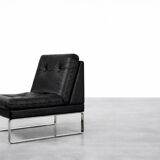 Vintage Mid-Century German Modern Minimalist Leather and Chrome Modular Sofa