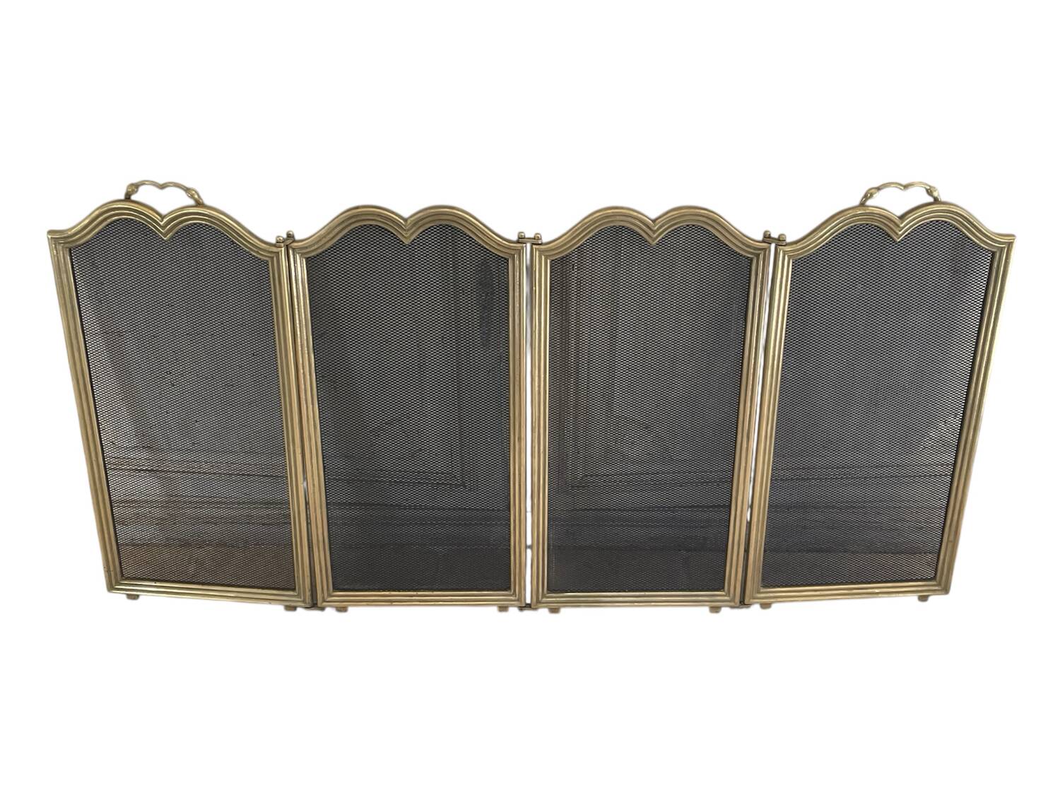 Italian brass fire screen with 4 panels
