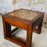 Pull-out tables in teak and ceramic, scandinavian, 60s