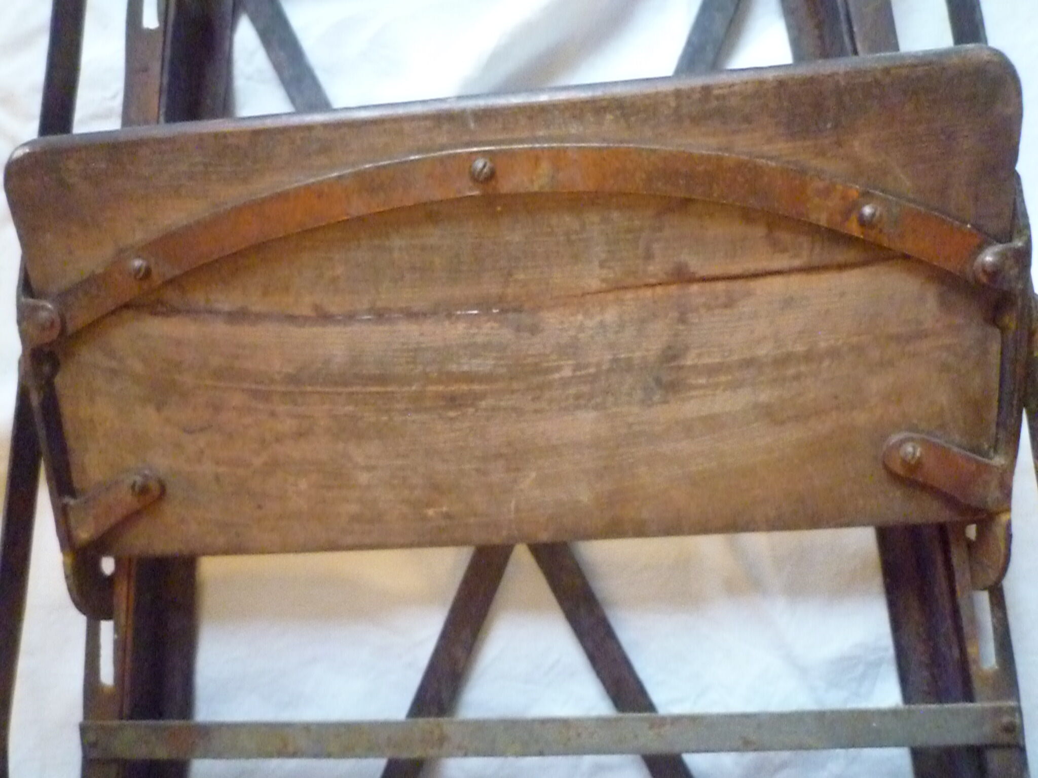 Industrial metal and wood workshop stepladder