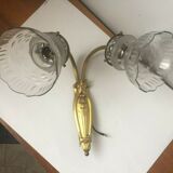 Double wall lamp in bronze and crystal tulips