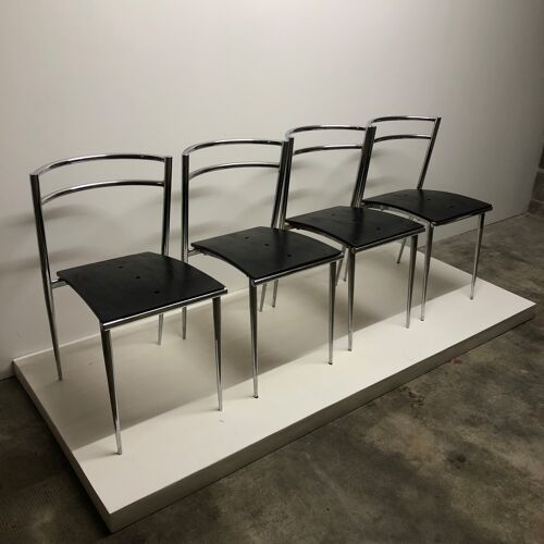 Set de 4 chaises modernistes Éric Raffy, 1980