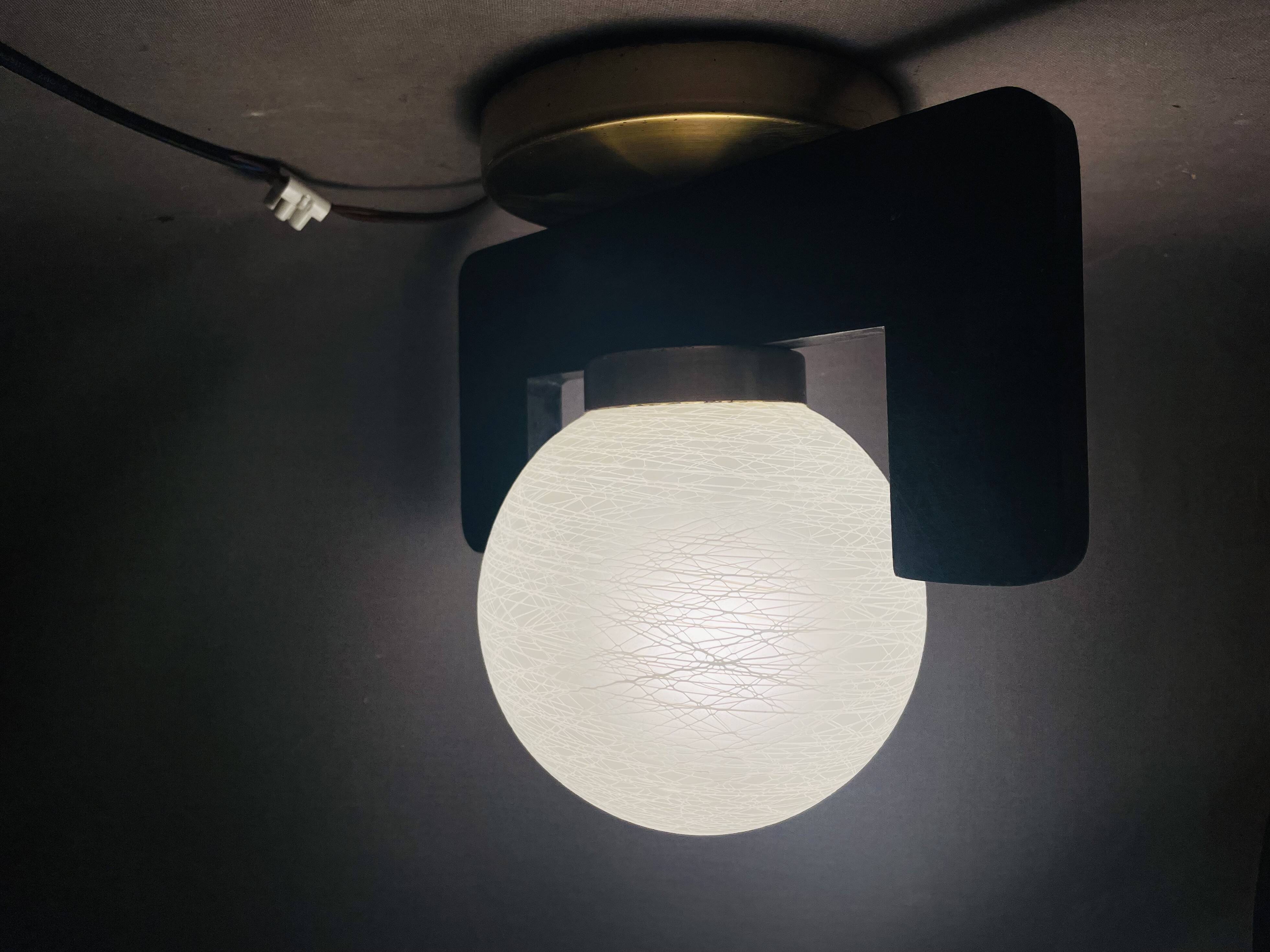 Black wood flush mount lamp