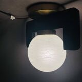 Black wood flush mount lamp