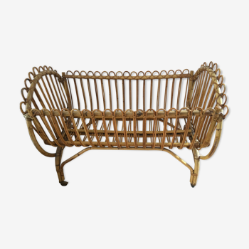 Vintage rattan cradle