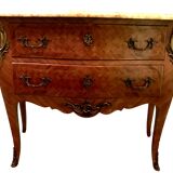 Curved Louis XV style chest of drawers 20th century marble top