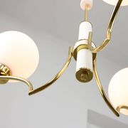 Mid-century Italian Brass and Opaline Chandelier