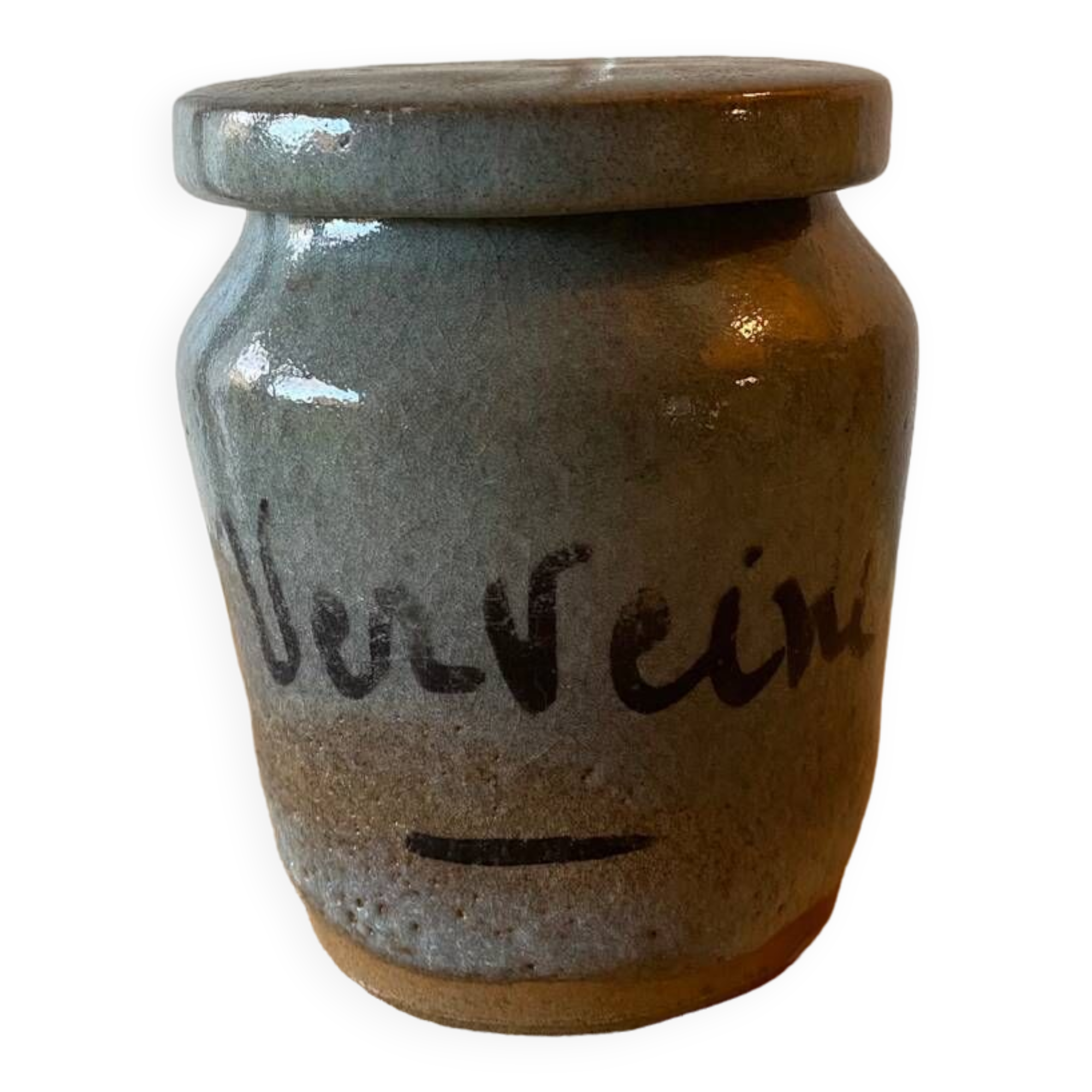 Enameled stoneware pot signed