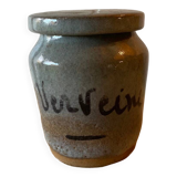 Enameled stoneware pot signed