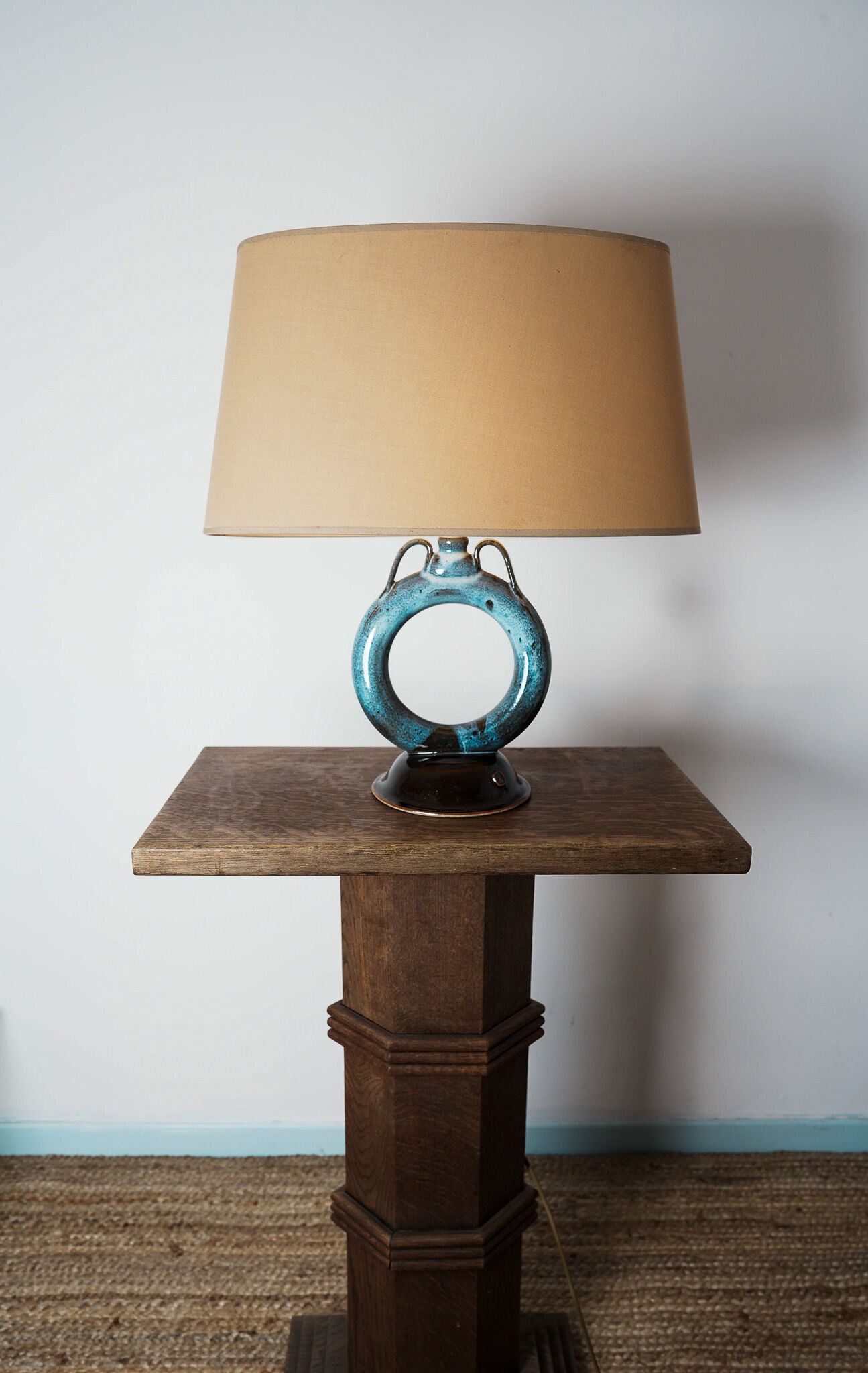 Porcelain lamp with its appearance in the shape of a round
