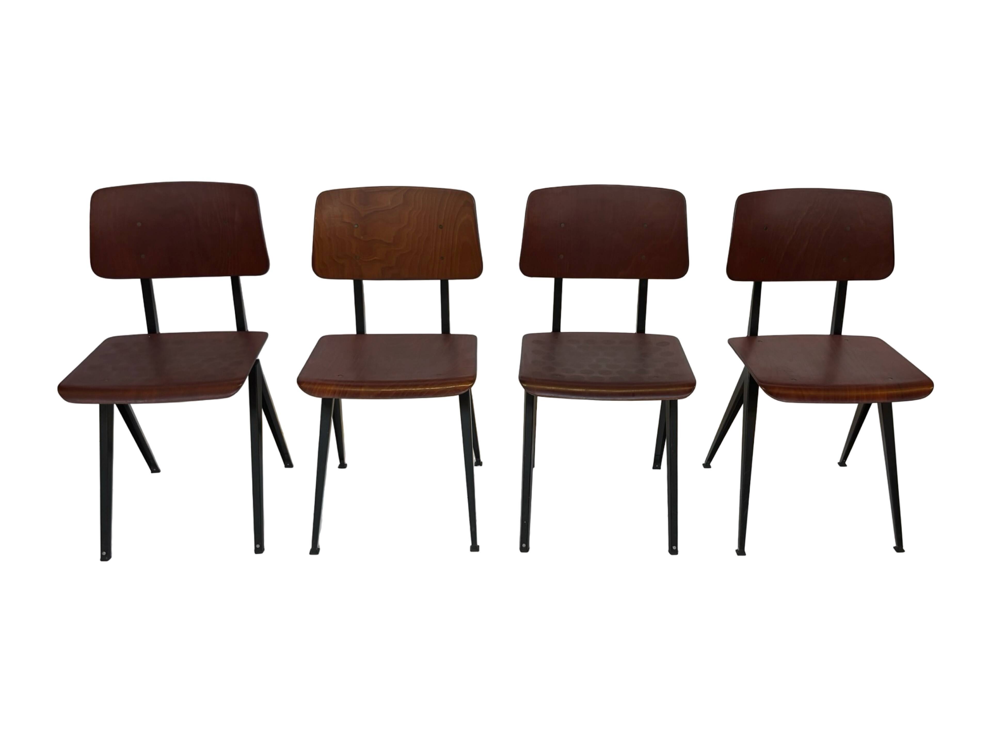 Set of 4 vintage school chairs Galvanitas S16 Netherlands Design