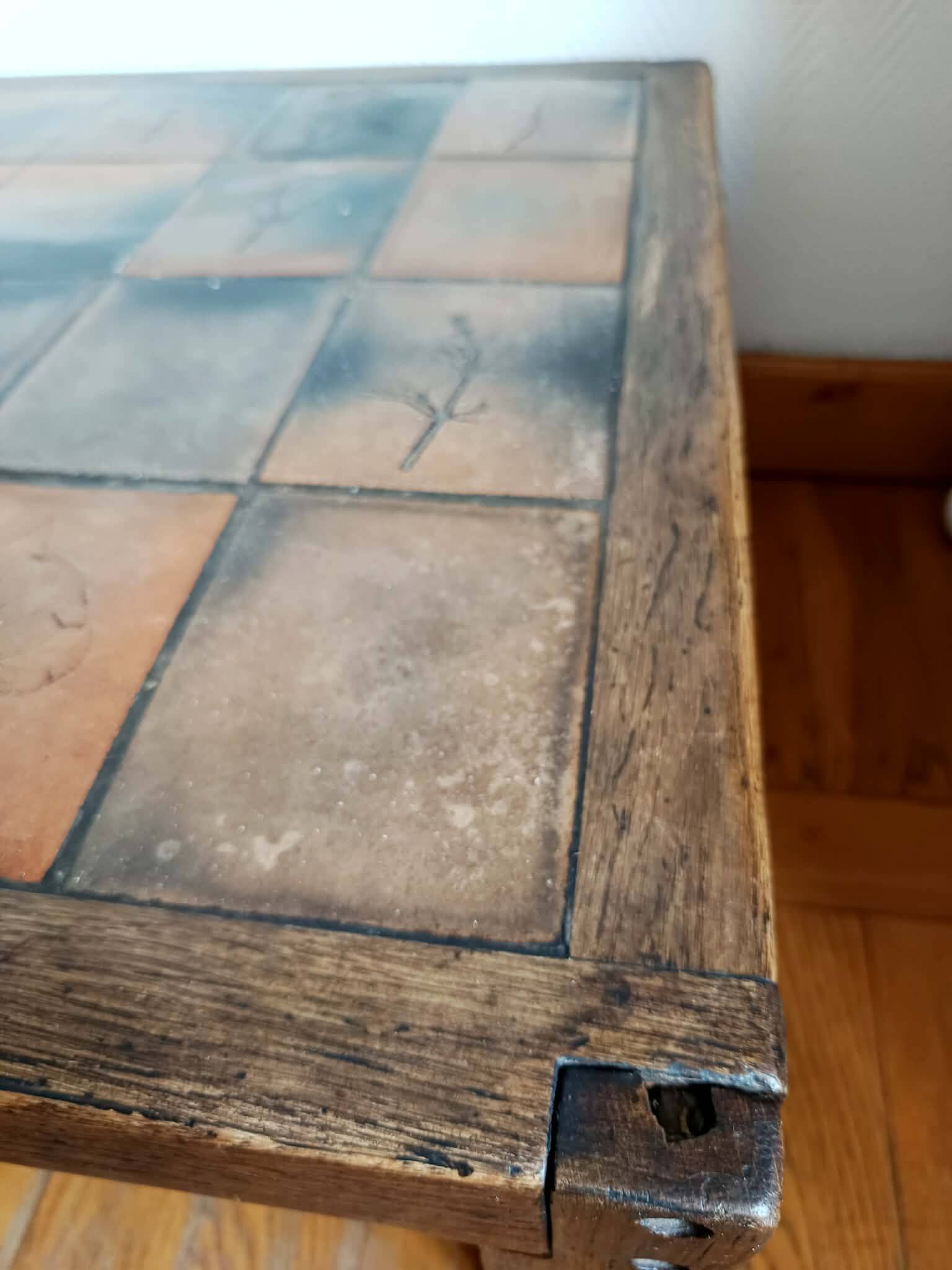 Herbarium coffee table in terracotta, Garnier style, circa 1960.