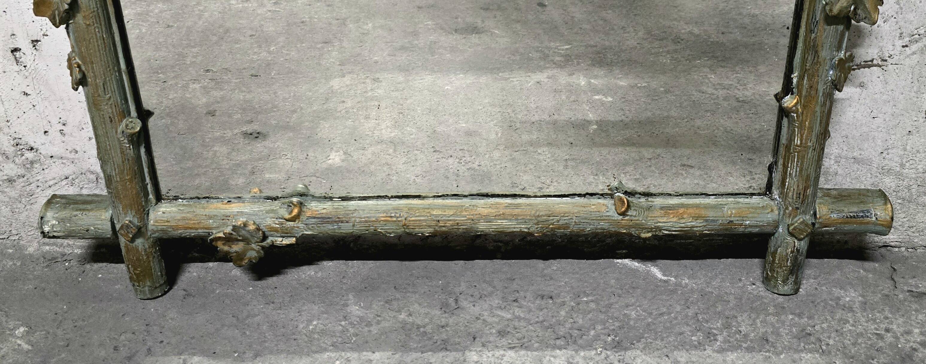 Large Wood and Patinated Stucco Mirror - Floral 1900s Period