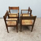 Suite of four mulched table chairs