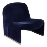 Alky Lounge Chair in Navy BlueCorduroy by Giancarlo Piretti for Anonima Castelli | Italian Space Age