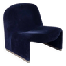 Alky Lounge Chair in Navy BlueCorduroy by Giancarlo Piretti for Anonima Castelli | Italian Space Age