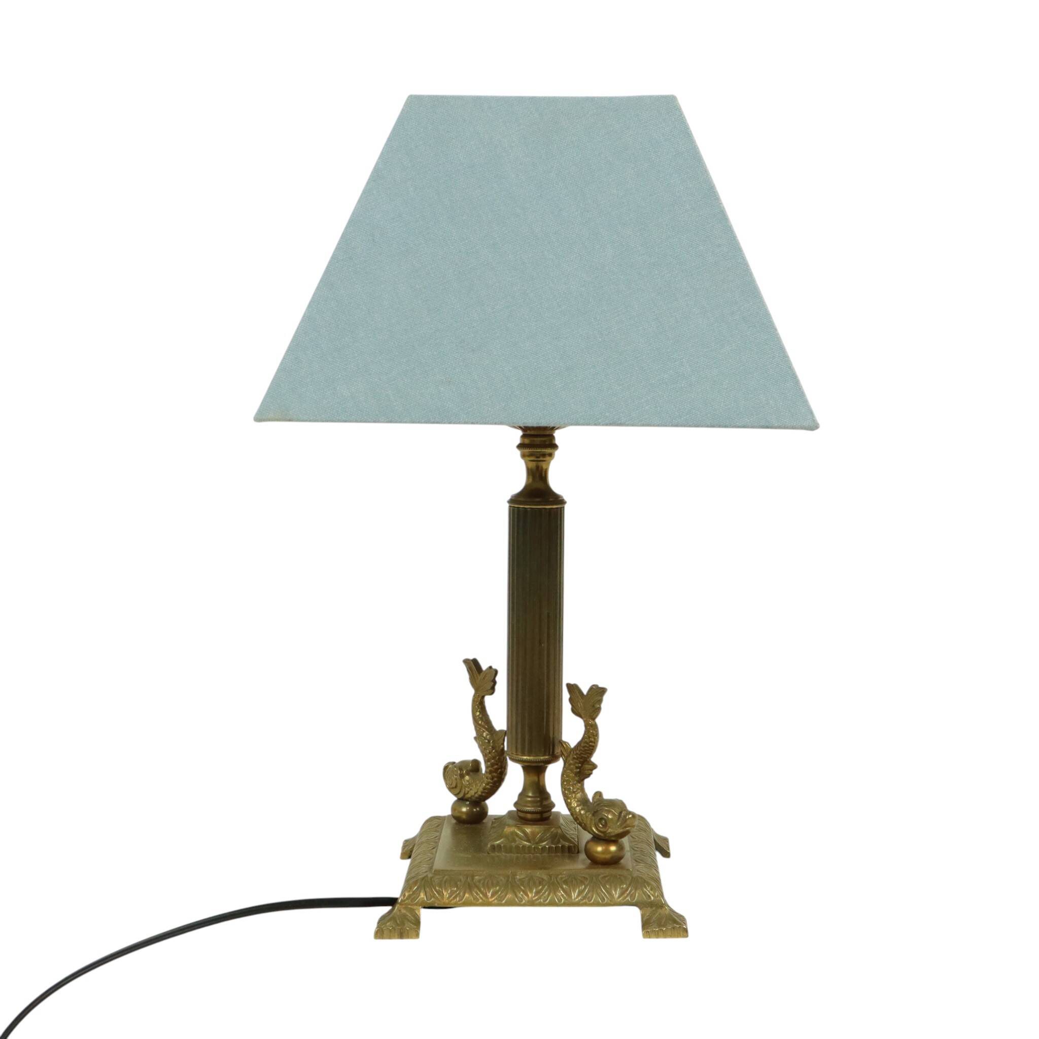 Vintage Brass Table Lamp Mythical Dolphin 41cm