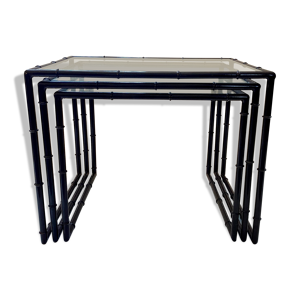 Tables gigogne 1970 métal façon bambou