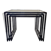 Tables gigogne 1970 métal façon bambou