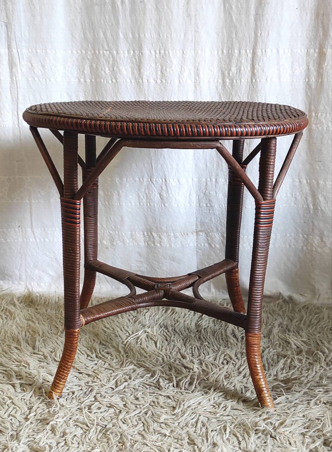 Rattan coffee table - early 20th century