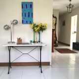 Marble and cast iron bistro table