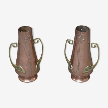 Art Nouveau  copper vases