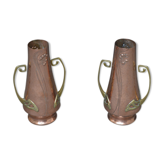 Vases en cuivre style Art Nouveau