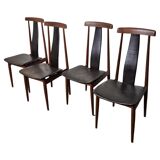 Set of 4 teak and leather dining chairs, Denmark 1960s