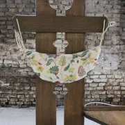 Rare Dutch brutalist oak armchair with integrated side table – 1950s