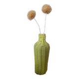 Vintage bottle vase made of scoubidou