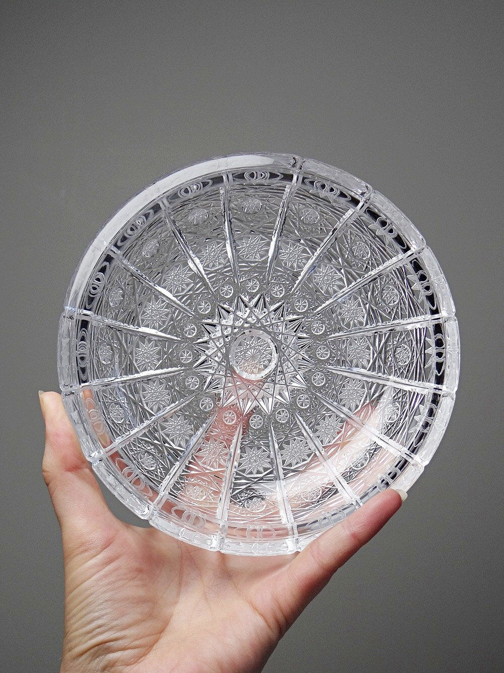 Large cut crystal box from Bohemia "Queen's Lace" vintage